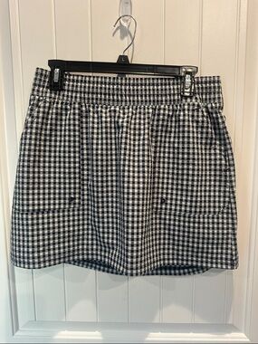 adidas Navy and White Gingham Mini Skirt